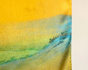 A Panorama of Rivers and Mountains by Wang Ximeng Handmade Oil Painting Extra Large Square Silk Scarf / Small Square Scarf