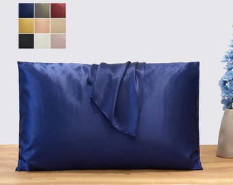 Navy Pure Mulberry Silk Pillowcase | Standard, Queen & King | 22 Momme | Float Collection