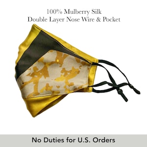 Warrior: Double Layer 100% Mulberry Silk Face Mask with Nose Wire, Filter Pocket and PM 2.5 Filter, Washable and Reusable