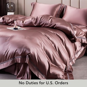 Custom Pure Mulberry Silk Seamless Flat Sheet, Fitted Sheet, Duvet | 32 Momme | Full, Queen, King, California King & Sets | Drape Collection