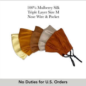 Triple Layer Silk Face Mask with Insert Pocket - Jewel Collection, with PM 2.5 Filter and Nose Wire, 100% Silk, Washable and Reusable