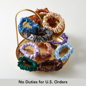 Chouchou en soie personnalisé | 22 momme pure soie de mûrier | Français, classiques, mini ou chouchous de mariée skinny | Collection de flotteurs