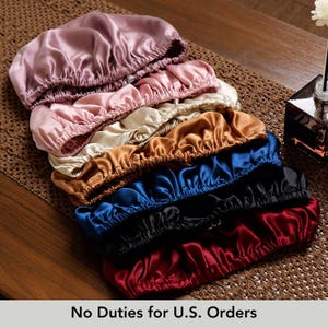 Haarmuts van pure moerbeizijde | Enkele laag met verstelbaar elastiek | 100% zijde 22 Momme | Cadeau slaapmuts