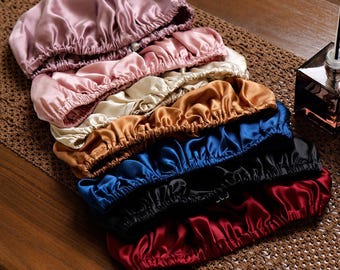 Pure Mulberry Silk Hair Bonnet | Single Layer with Adjustable Elastic | 100% Silk 22 Momme | Sleeping Bonnet Gift