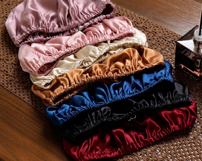 Pure Mulberry Silk Hair Bonnet | Single Layer with Adjustable Elastic | 100% Silk 22 Momme | Sleeping Bonnet Gift