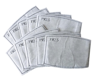 Six Layered PM 2.5 Insert for Face Masks with Pockets, Replacement Filters, Set of 10