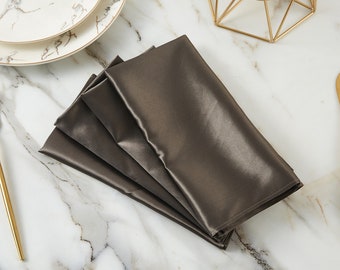 Deep Grey Pure Mulberry Silk Napkins | Set of 4 | 22 Momme | Float Collection | Holiday Wedding Table Linens | 18 Inch Square