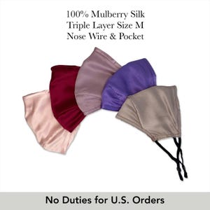 Triple Layer Silk Face Mask with Insert Pocket - Floral Collection, with PM 2.5 Filter and Nose Wire, 100% Silk, Washable and Reusable