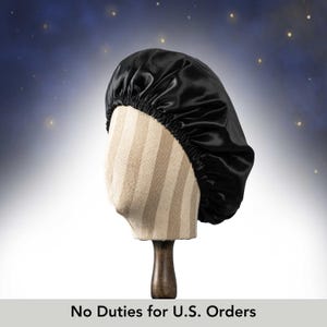 Haarmuts van pure moerbeizijde Dark Night | Dubbellaags omkeerbaar met zijden voering | Verstelbaar elastiek | Cadeau Black Night-motorkap