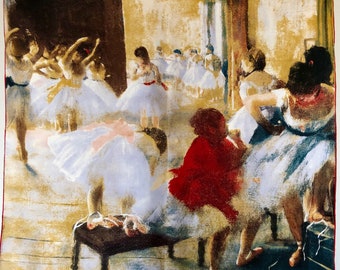 The Dance Class (1873) by Edgar Degas Handmade Oil Painting Large Square Silk Scarf Valentine's Gift