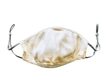 White Water: Triple Layer Mulberry Silk Face Mask - V-Shape Jacquard White Silk, Insert Pocket, PM 2.5 Filter & Nose Wire