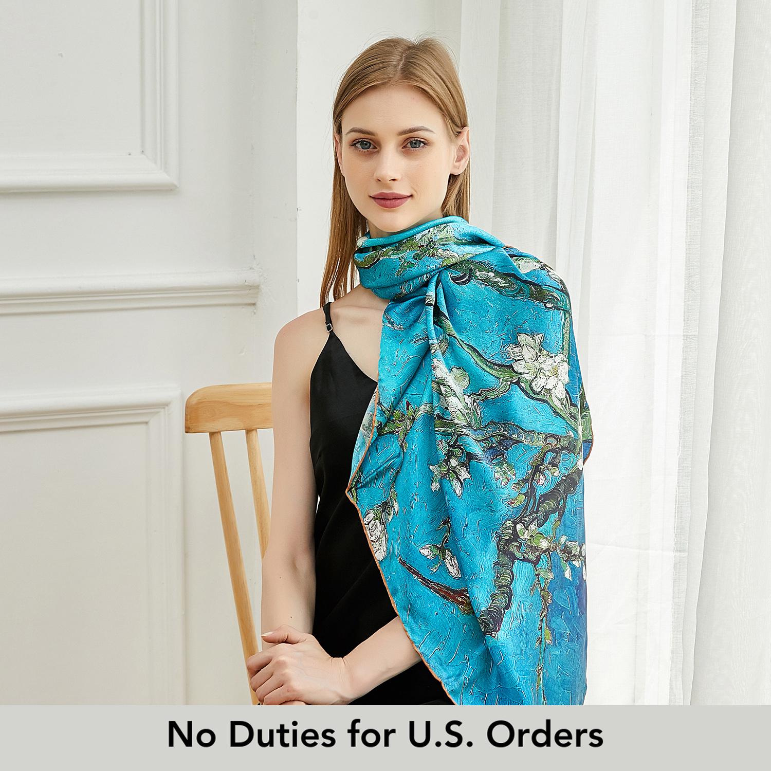 Foulard vintage soie roulottée main Iris de Van Gogh - Jeronine Vintage