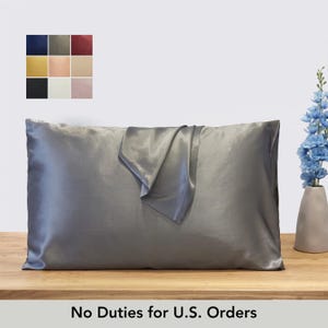 Deep Grey Pure Mulberry Silk Pillowcase | Standard, Queen & King | 22 Momme | Float Collection image 1