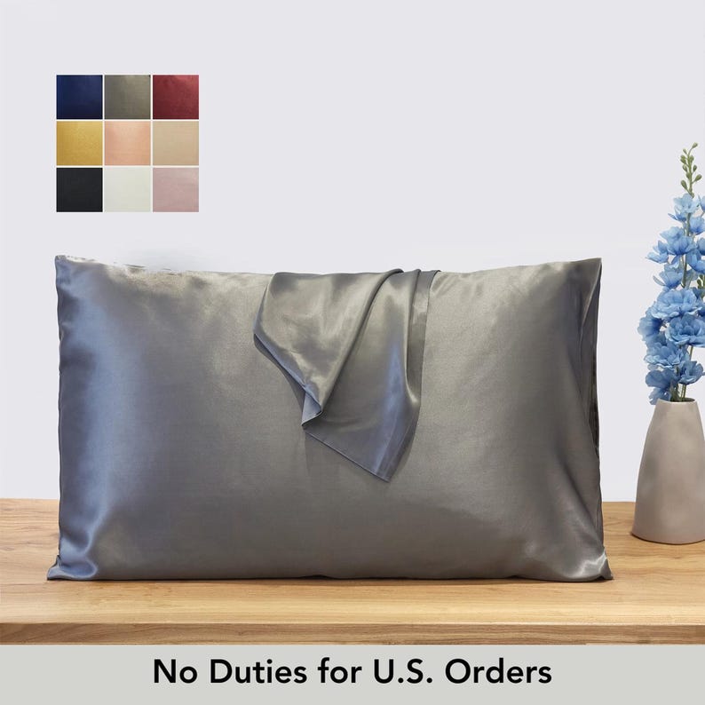 Deep Grey Pure Mulberry Silk Pillowcase | Standard, Queen & King | 22 Momme | Float Collection image 1