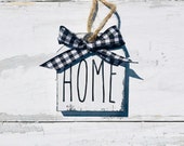 Home Rae Dunn inspired little mini Wooden tag sign with buffalo check bow