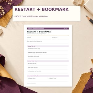 Language Comeback Study Tracker Printable PDF | Restart, Weekly Plan and Session Log | Letter + A4, Color + B&W image 3