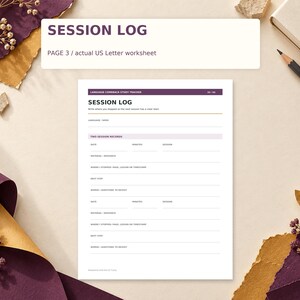 Language Comeback Study Tracker Printable PDF | Restart, Weekly Plan and Session Log | Letter + A4, Color + B&W image 5