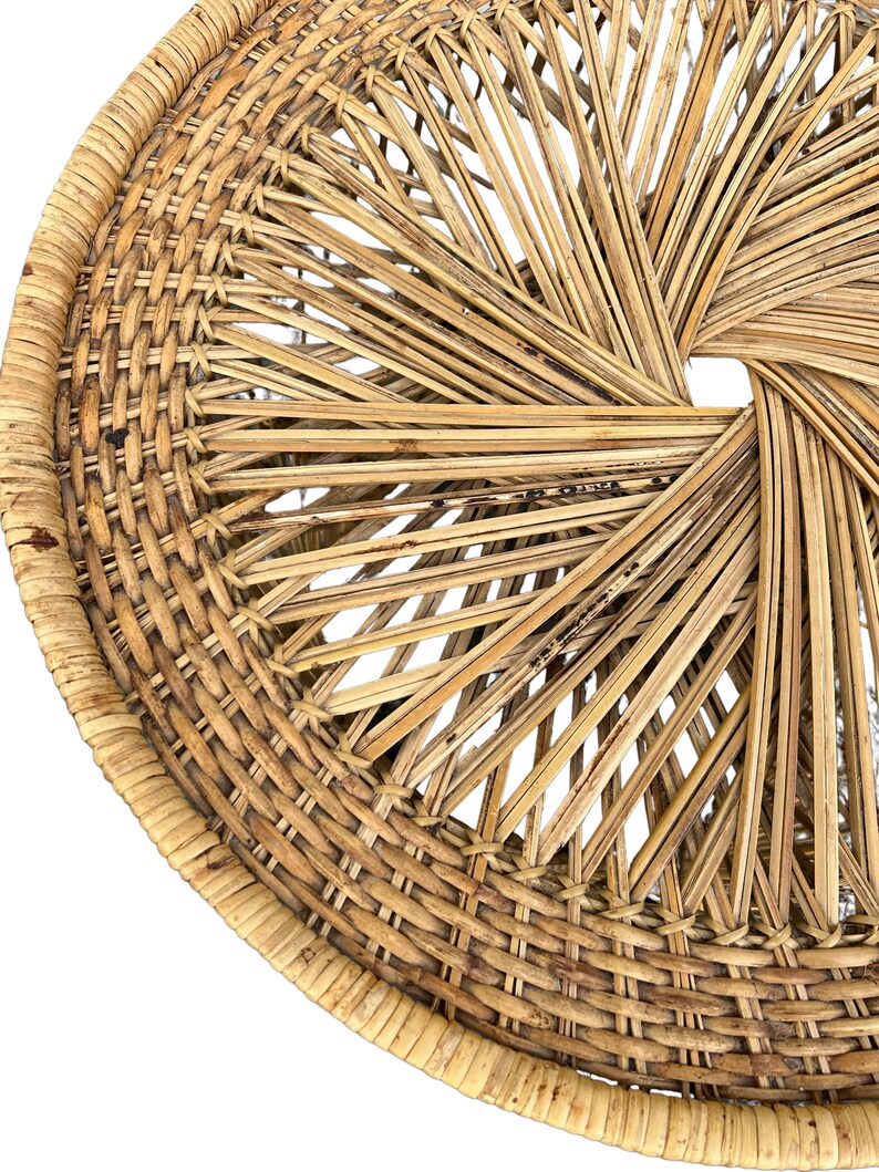 Boho Viintage Wicker Rattan Side Table Etsy