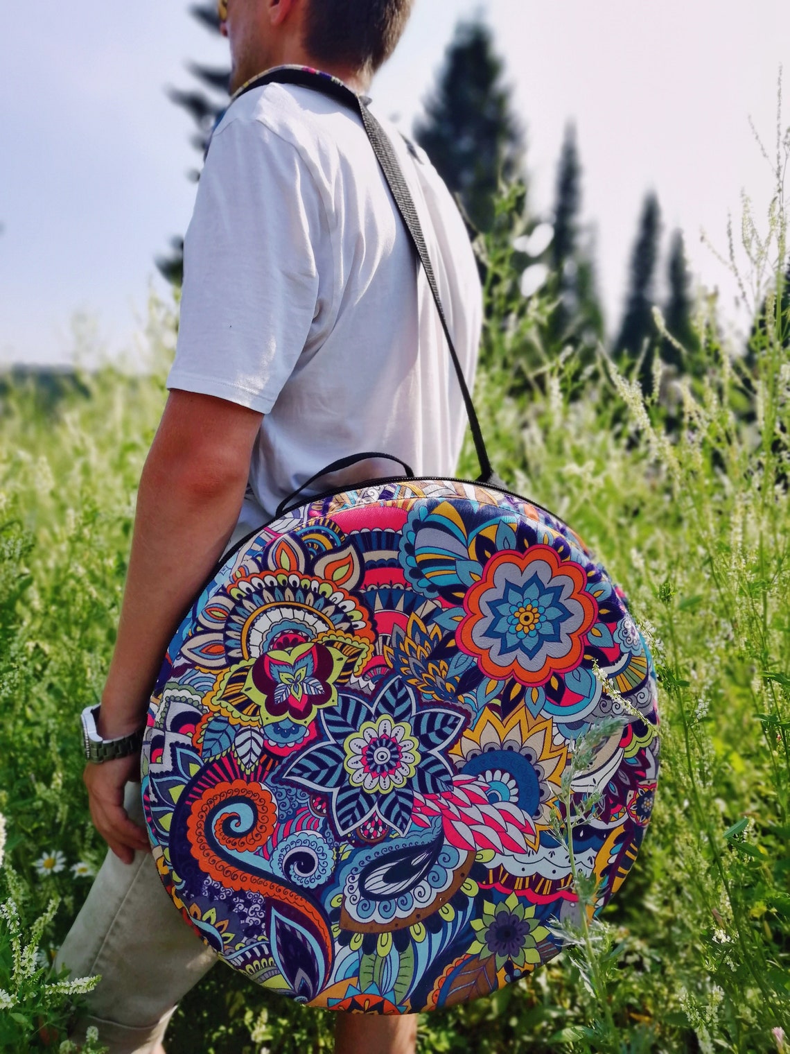 Sac De Transport Rembourré Pour Tambour 55cm - Coton Avec Bandoulière Et Poche Zippée