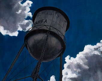 Original Painting | Marfa Texas Travel Art | Wall Art | Marfa Water Tower Painting