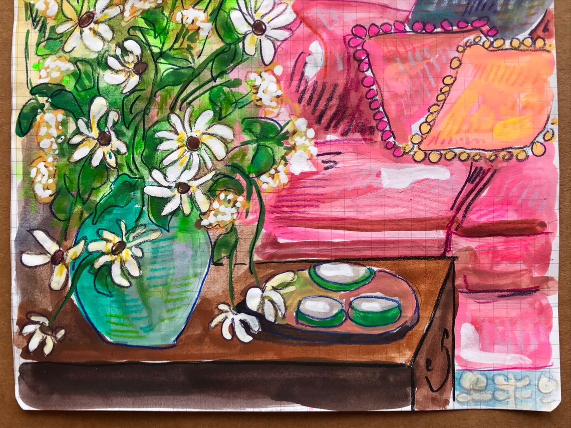 Original Room Interior Watercolor Painting | Room Portrait Club Week ...