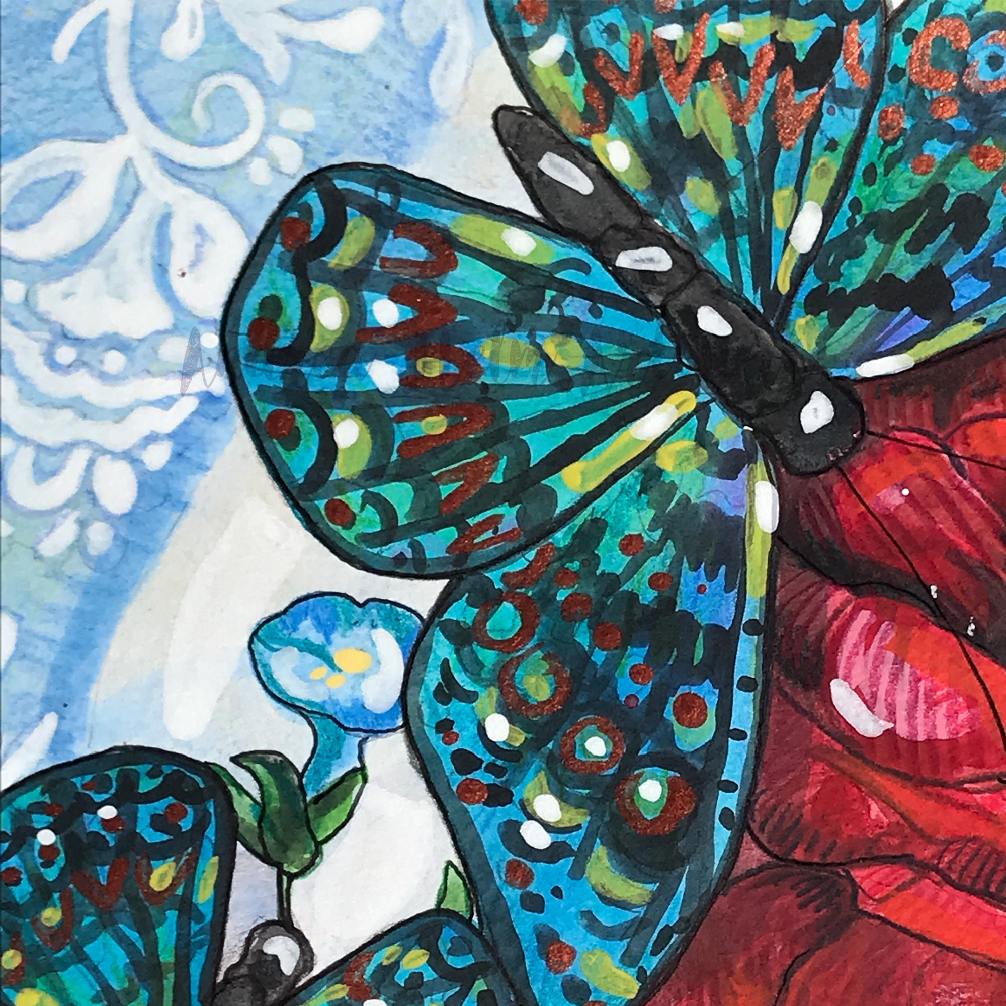 Butterfly Rose Watercolor Painting | Autumn Butterflies on a Country ...