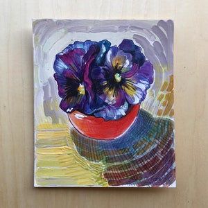 Purple Pansies Posy - Small Original Watercolor & Acrylic Painting