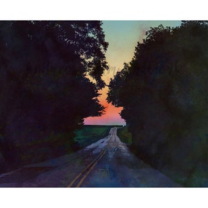 The Back Road | Night Drive Sunset Landscape Art Print
