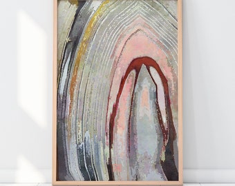 Botswana Agate Stone Geological Art Print | Earth Tones Abstract Wall Art | Wabi Sabi Decor