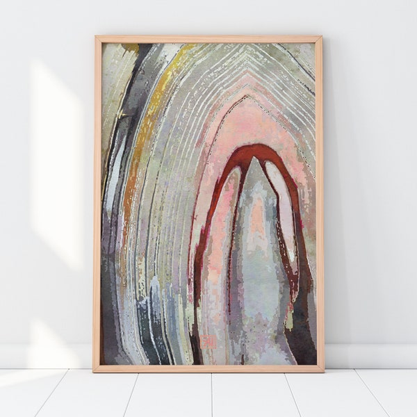 Botswana Agate Stone Geological Art Print | Earth Tones Abstract Wall Art | Wabi Sabi Decor