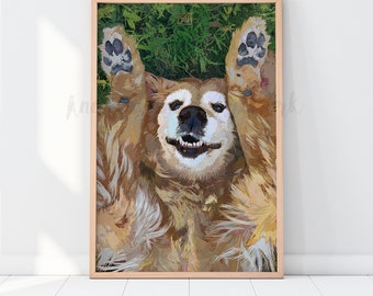 Golden Retriever Dog Portrait | Pet Portraits for Dog Lovers | Watercolor Illustration Dog Art