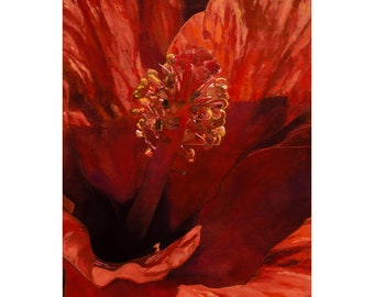 Orange Hibiscus Flower Original Painting | Hibiscus Floral Wall Art | Orange Floral Painting