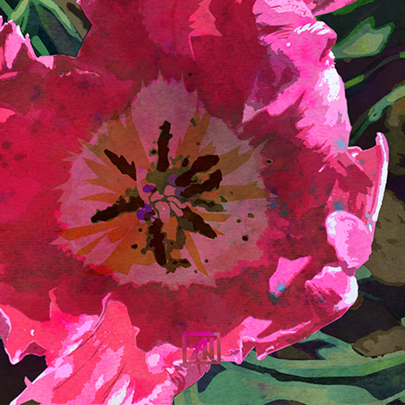 Tulip Flower Art Print #1 -two Pink Tulips Watercolor Floral Wall Art ...