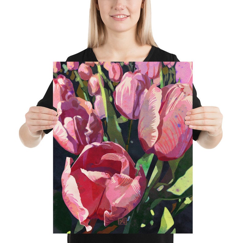 Tulip Flower Art Print 13 Traditional Pink Tulips - Etsy
