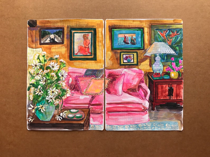 Original Room Interior Watercolor Painting | Room Portrait Club Week ...