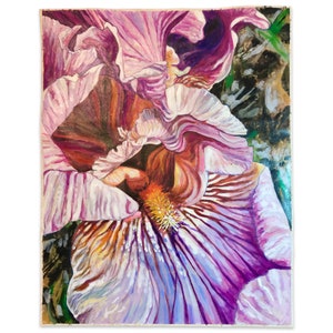 Lilac Iris Floral Watercolor Painting - Bearded Iris Flower Wall Art | Original Watercolor Painting on Textured Paper