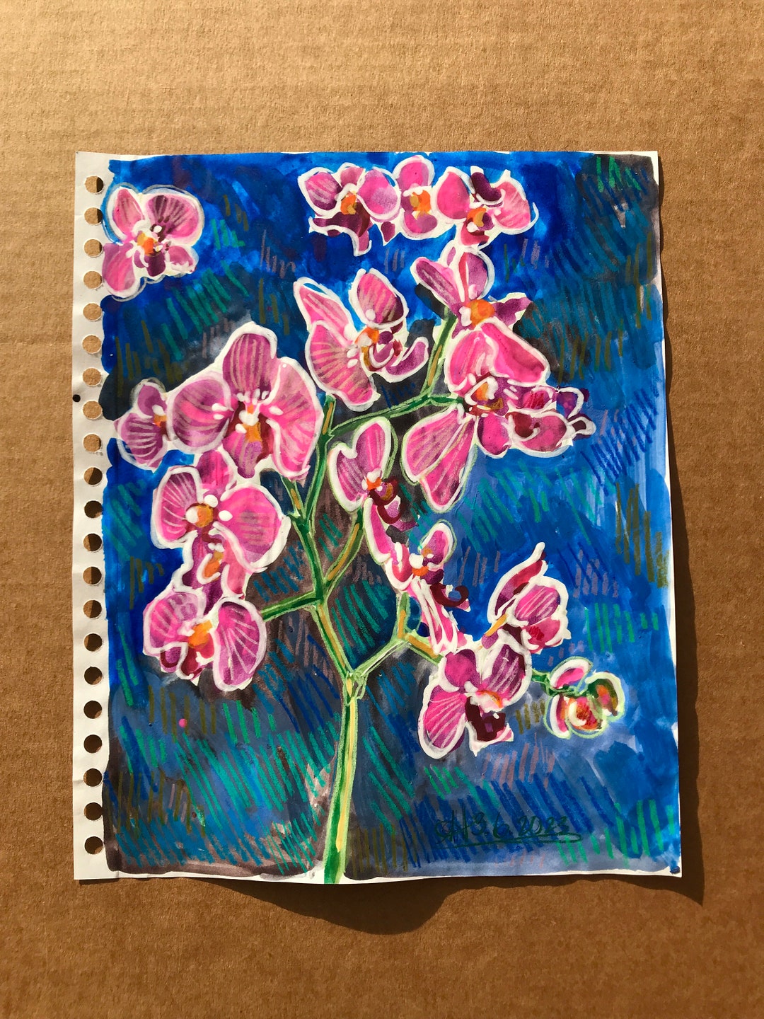 Orchid Paint Sketch 10 the Flower Market Original Sketchbook Paintings