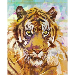 Tiger Art Print - Big Cats Portrait Series | Sumatran Tiger Wall Art | Safari Home Decor | Jungle Animal Print | Lions and Tigers