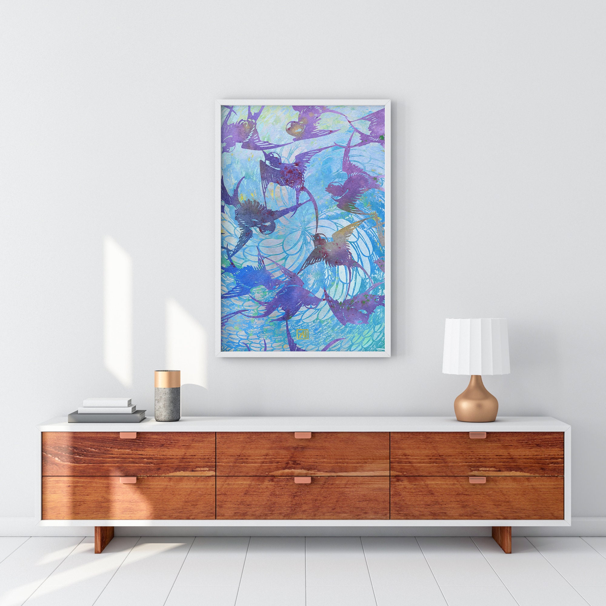 Swallows in Flight Bird Wall Art Chinoiserie Chic Art Print - Etsy