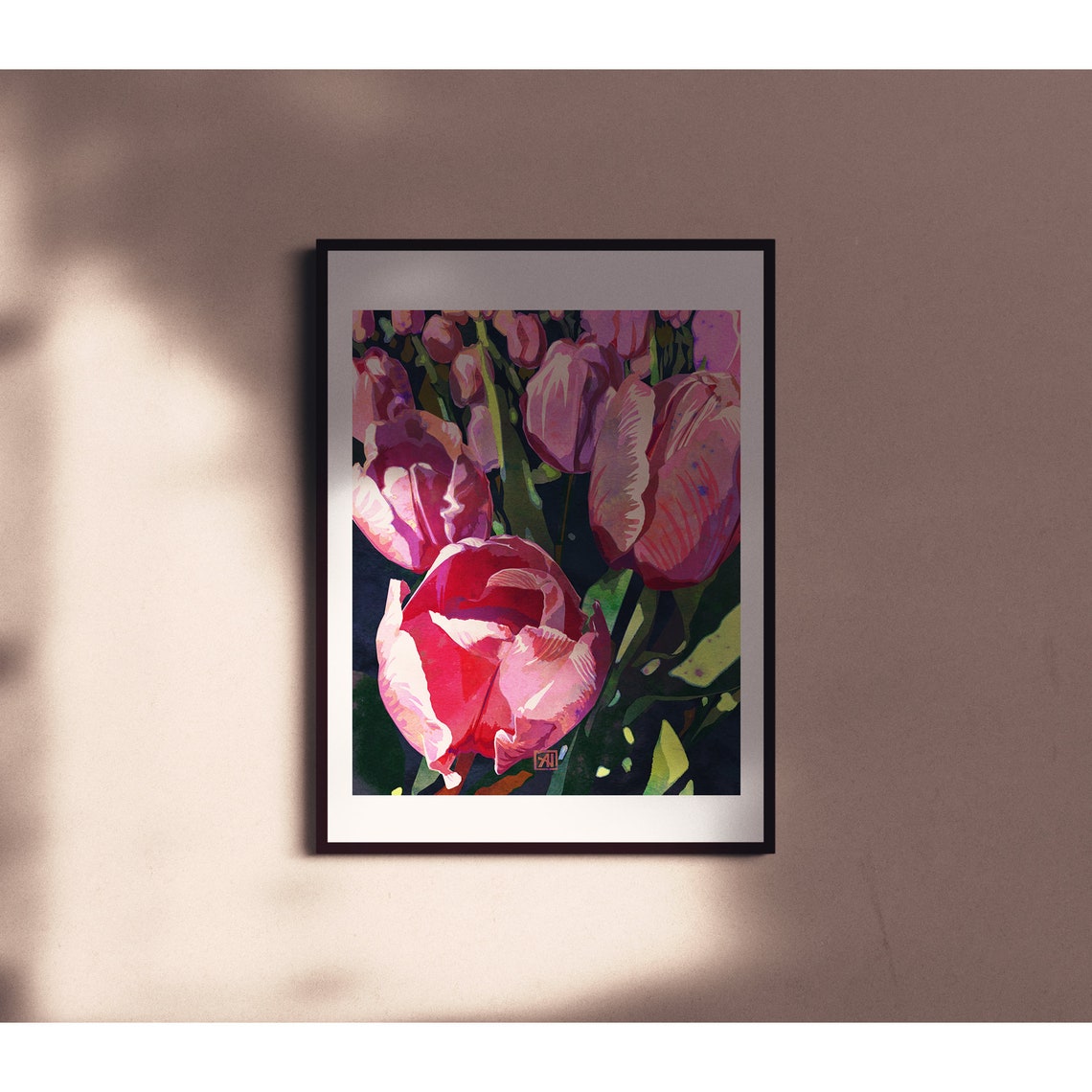 Tulip Flower Art Print 13 Traditional Pink Tulips | Etsy