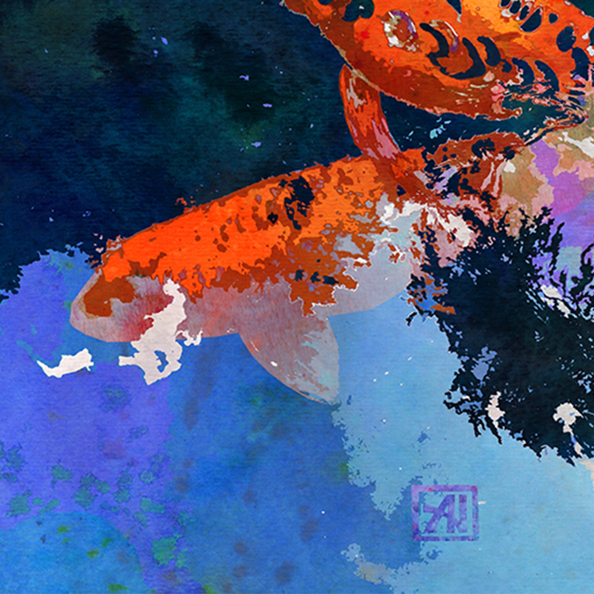 Koi Fish Watercolor Art Print | Japanese Koi Fish Poster | Zen Water ...