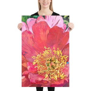 Impression d'art #7 pivoine rose corail - Illustration de fleur de pivoine | Décoration florale maximaliste pour la maison | Imprimés floraux féminins modernes image 10