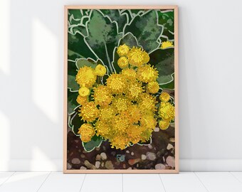 Simple Yellow Flower Portrait | Floral Watercolor Art Print