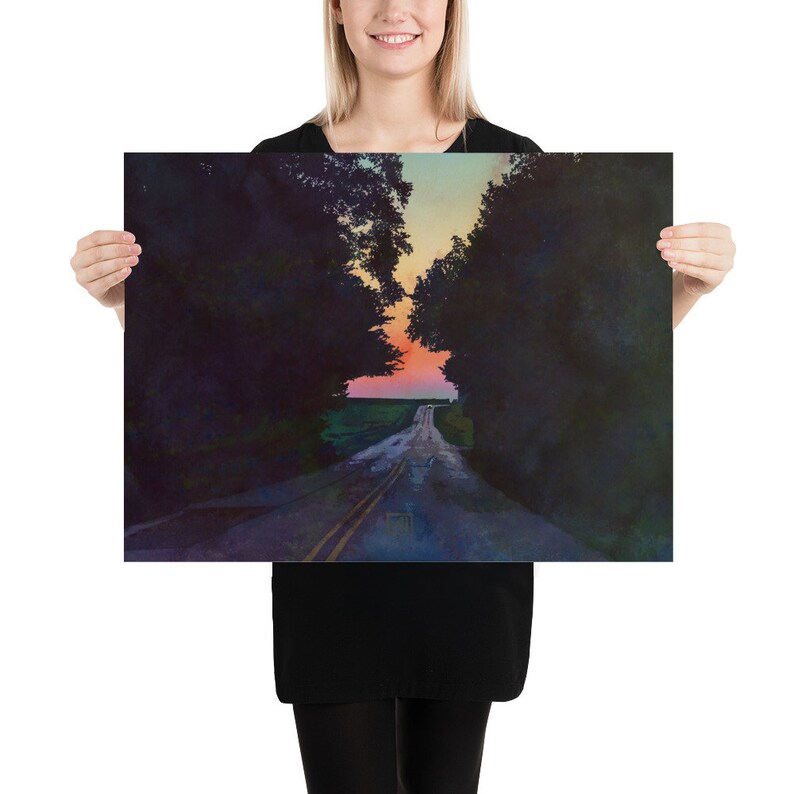 The Back Road | Night Drive Sunset Landscape Art Print image 9