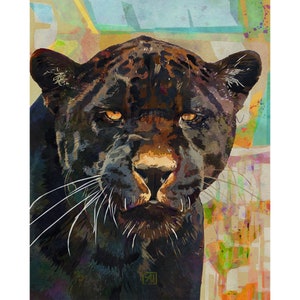 Black Jaguar Art Print - Big Cats Portrait Series | Panther Wall Art | Safari Style Home Decor | Jungle Animal Print | Jaguar Illustration