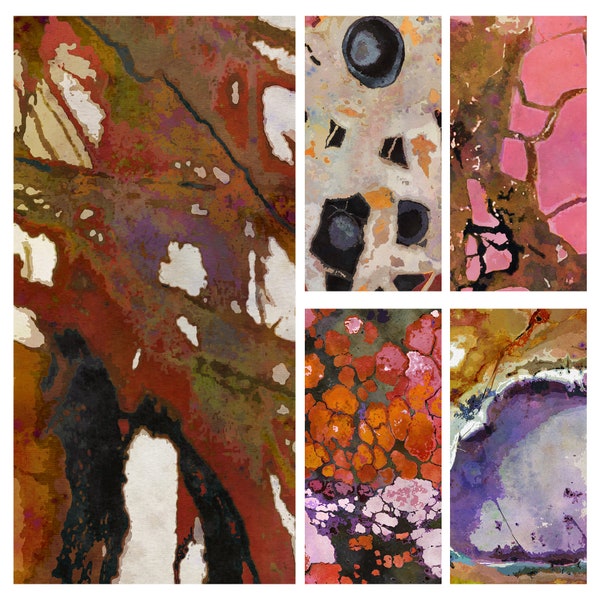 Abstract Rock Art Note Card Collection - Set 3 Earth Tones | Limited Edition 10-Pack 5x7 Blank Note Cards