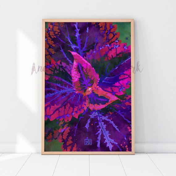 Purple Coleus Ornamental Plant Wall Art | Modern Garden Art Print