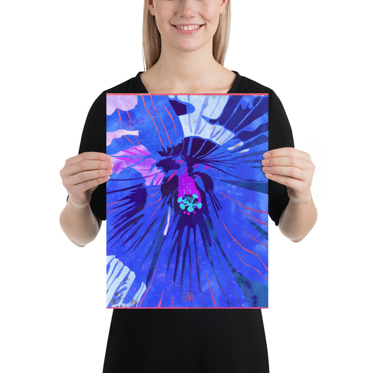Watercolor Hibiscus - Blue