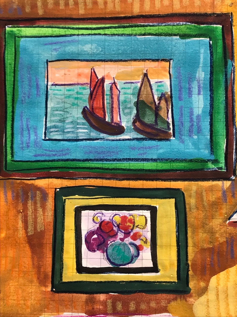 Original Room Interior Watercolor Painting | Room Portrait Club Week ...
