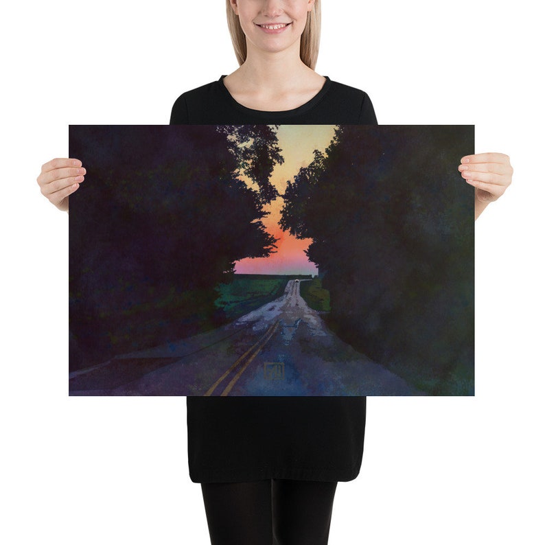 The Back Road | Night Drive Sunset Landscape Art Print image 10